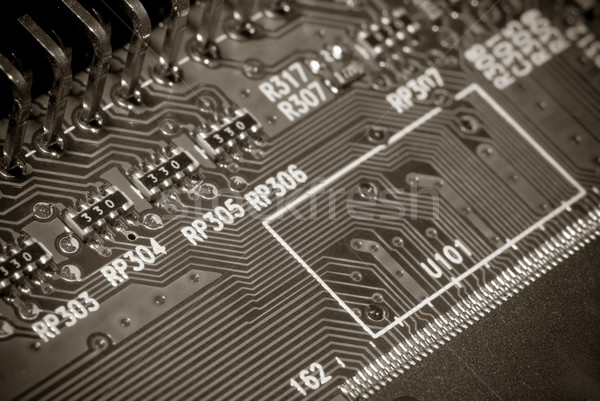Eletrônica placa de circuito foco tecnologia indústria Foto stock © simazoran