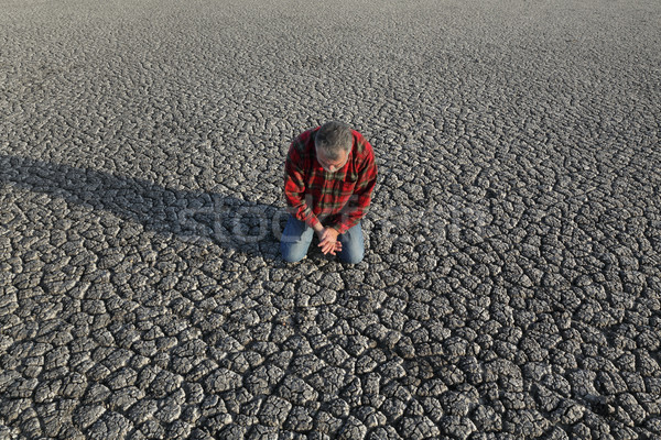 Landwirt Trockenheit Bereich verzweifelt Mann kniend Stock foto © simazoran