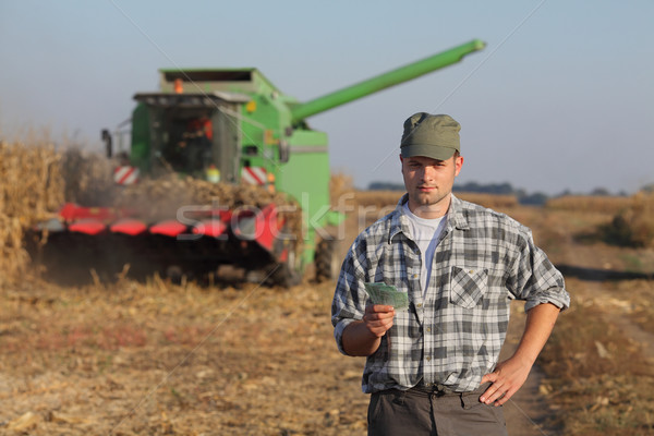 Agricultural concept, farmer, money and harvest Stock photo © simazoran