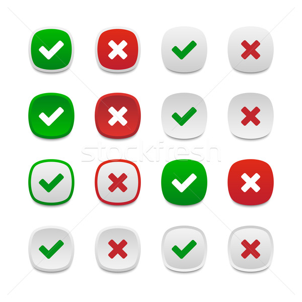 Stock photo: Rounded square validation buttons