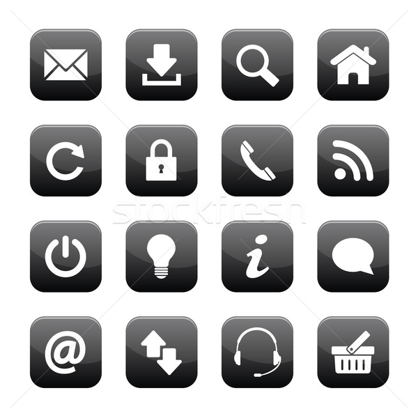 веб Кнопки коллекция черный изолированный белый Сток-фото © simo988