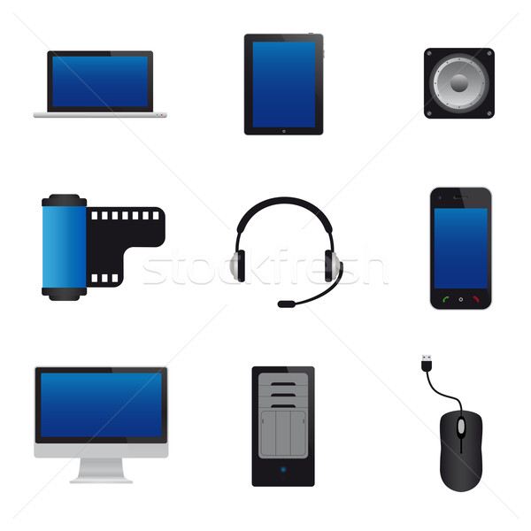 Multimédia icônes affaires ordinateur téléphone Photo stock © simo988