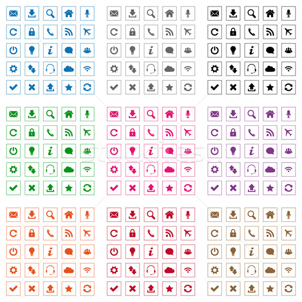 Zdjęcia stock: Placu · web · ikony · zestaw · projektu · różny · kolory
