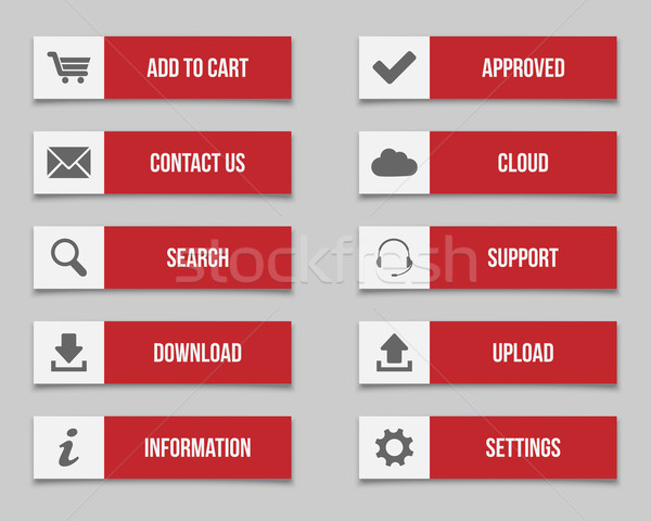 ストックフォト: 赤 · ボタン · セット · コンピュータ · インターネット · 技術