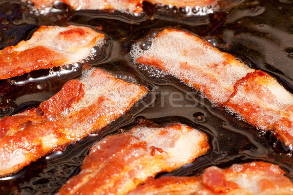 Foto stock: Bacon · cozinhar · pormenor · fatias · gordura · comida