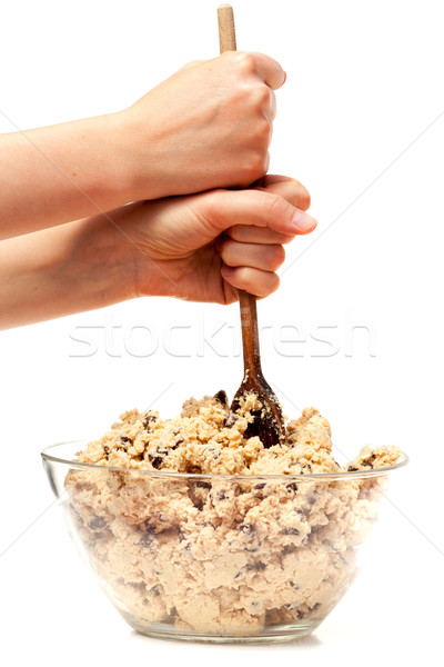 Stockfoto: Cookie · groot · kom · ruw · chocolade · textuur