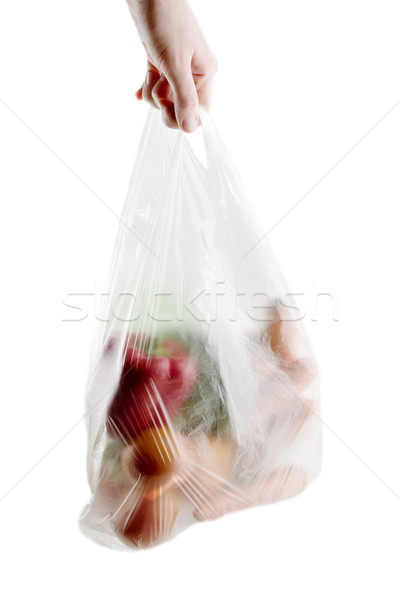 Stockfoto: Plantaardige · plastic · kruidenier · zak · groenten