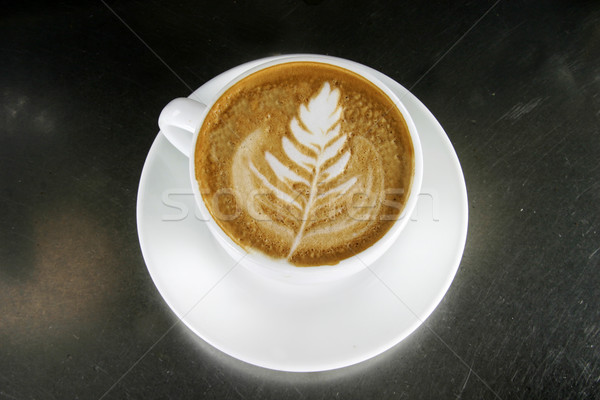 Cappuccino art café design feuille bar [[stock_photo]] © SimpleFoto