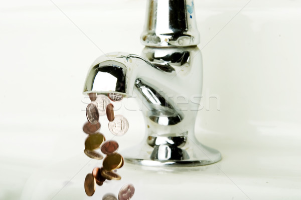 Folyik pénz ki retro fürdőszoba csap Stock fotó © SimpleFoto