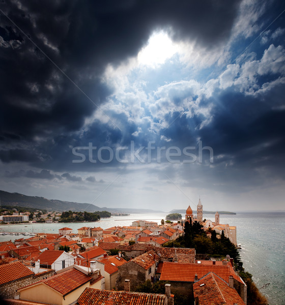 Medieval Town Dramatic Sky Stock photo © SimpleFoto