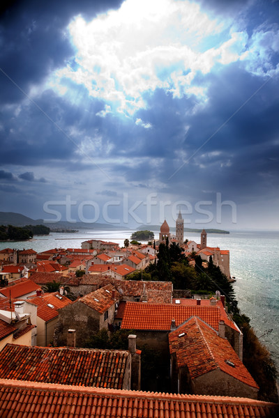 Medieval Town Dramatic Sky Stock photo © SimpleFoto