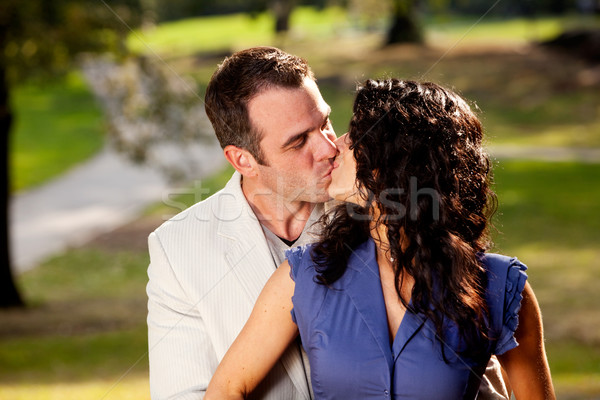 幸せ キス カップル 公園 キス 少女 ストックフォト © SimpleFoto