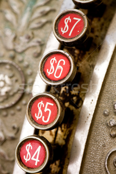 Jahrgang Registrierkasse Detail schmutzigen Metall Cash Stock foto © SimpleFoto