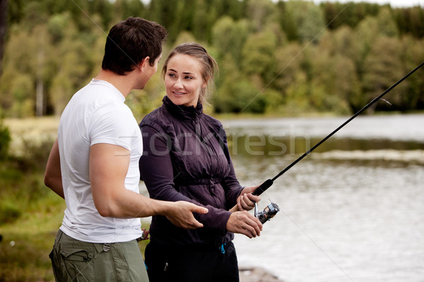 Woman Fishing Stock photo © SimpleFoto