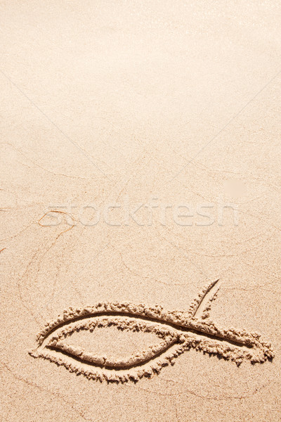 рыбы песок символ пляж пространстве Сток-фото © SimpleFoto