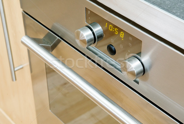 Stockfoto: Moderne · oven · detail · roestvrij · staal · tonen · keuken