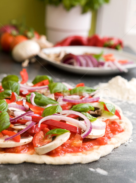 Pizza készít részlet olasz stílus vegetáriánus Stock fotó © SimpleFoto