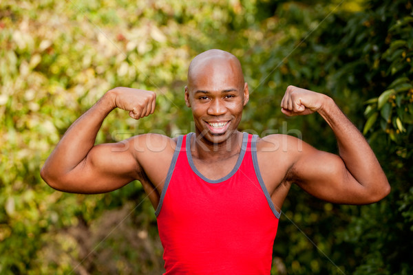肌肉 非裔美國人 男子 快樂 模型 健康 商業照片 © SimpleFoto