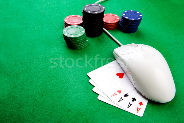 Online gioco d'azzardo verde mouse carte Foto d'archivio © SimpleFoto