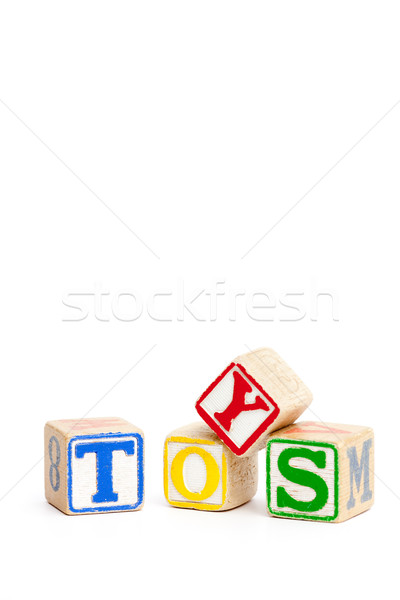 Foto stock: Brinquedos · isolado · branco · ortografia · palavra