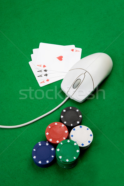 Online casino mouse carte fiches del casinò internet Foto d'archivio © SimpleFoto