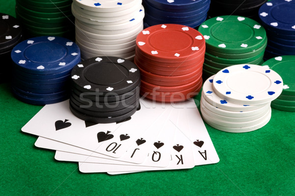 Reale picche poker chips soldi divertimento casino Foto d'archivio © SimpleFoto