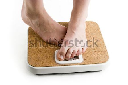 Pary kobiet stóp stałego waga łazienkowa kobieta Zdjęcia stock © SimpleFoto