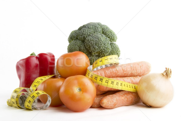 Foto stock: Vegetales · grupo · alimentos · cinta · métrica · fitness · jardín