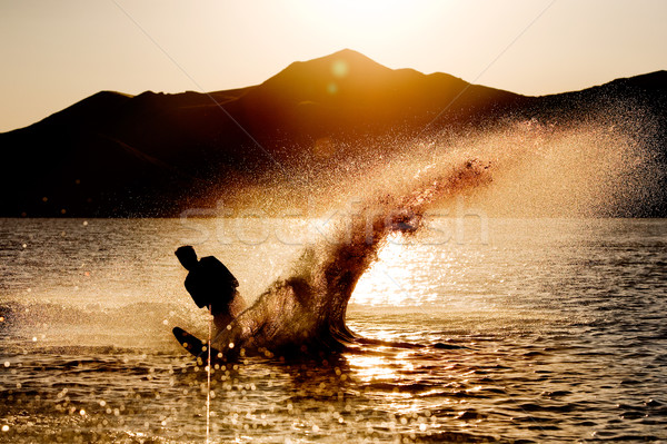 Su Kayak siluet kayakçı adam mutlu Stok fotoğraf © SimpleFoto