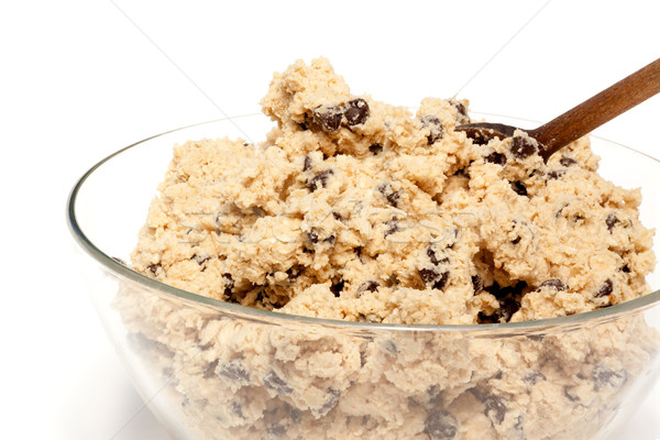 Stockfoto: Cookie · kom · ruw · chocolade · chip · textuur