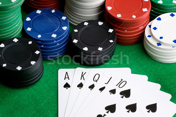 Reale picche poker chips soldi divertimento casino Foto d'archivio © SimpleFoto