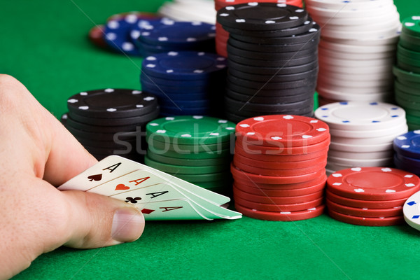 Quatro aces pôquer mão dinheiro diversão Foto stock © SimpleFoto
