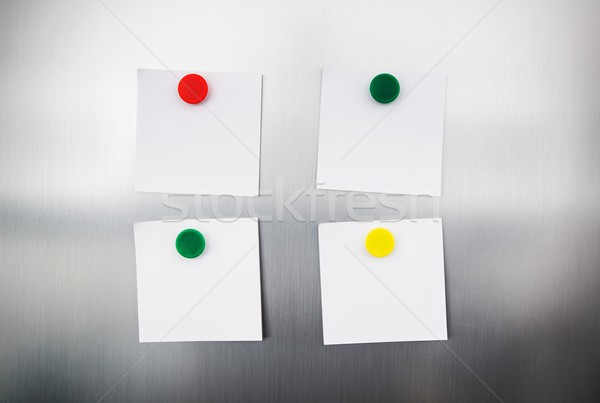 Biały magnesy lodówka papieru zakupy komunikacji Zdjęcia stock © simpson33