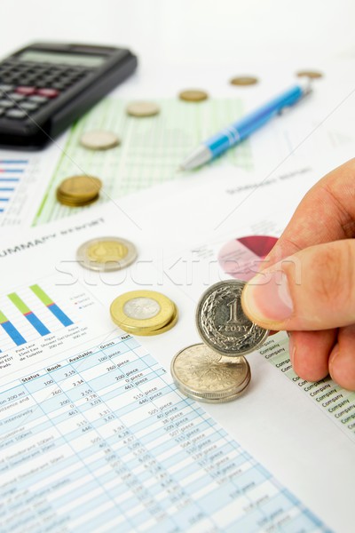Coins savings concept on business background Stock photo © simpson33