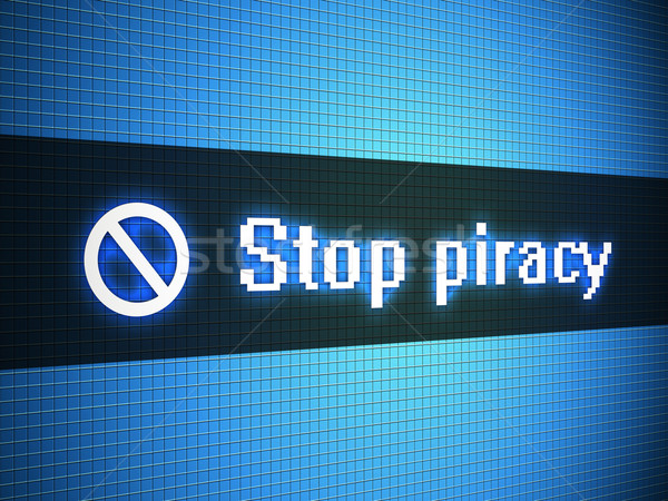 Stop piractwo słowa Widok monitor prawa Zdjęcia stock © simpson33