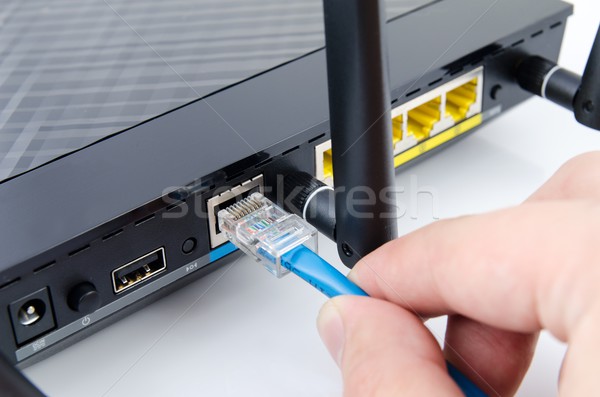 Stok fotoğraf: Modern · kablosuz · wifi · router · yalıtılmış · beyaz