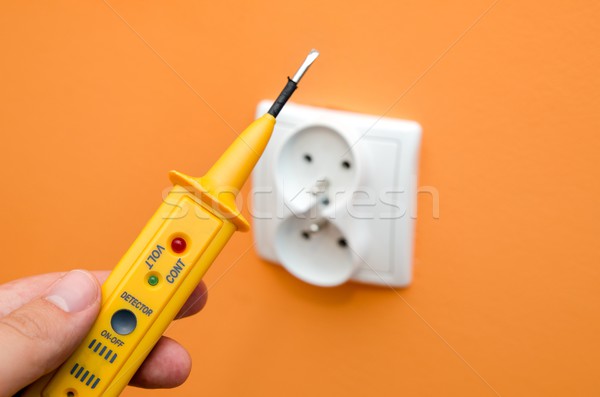 Electricity current meter, turn-screw near to the socket. Stock photo © simpson33