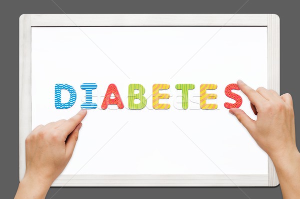 Manos palabra diabetes magnético cartas colorido Foto stock © simpson33