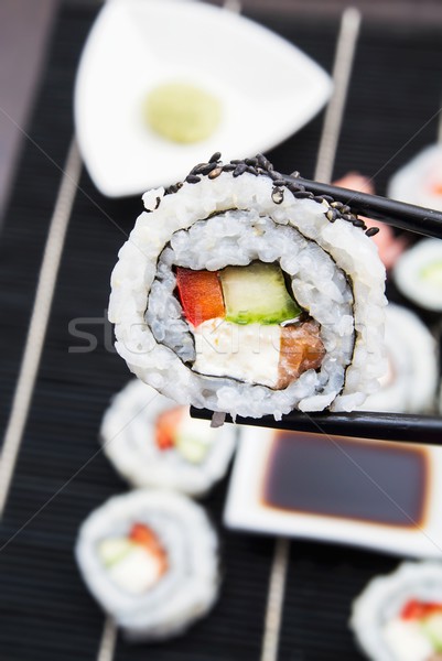 Sushi and sticks. Closeup composition Stock photo © simpson33