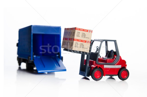 Stockfoto: Heftruck · vrachtwagen · speelgoed · dozen · internationale · model