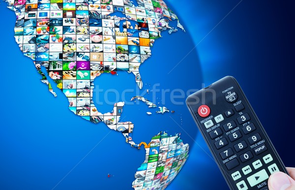 Television broadcast multimedia world map abstract composition Stock photo © simpson33