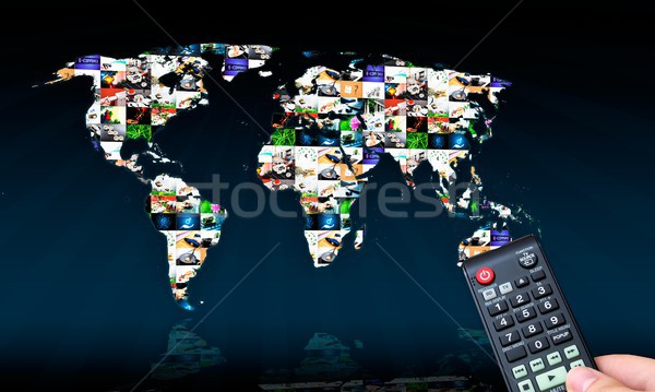 Telecomando virtuale multimediali schermo mappa del mondo internet Foto d'archivio © simpson33