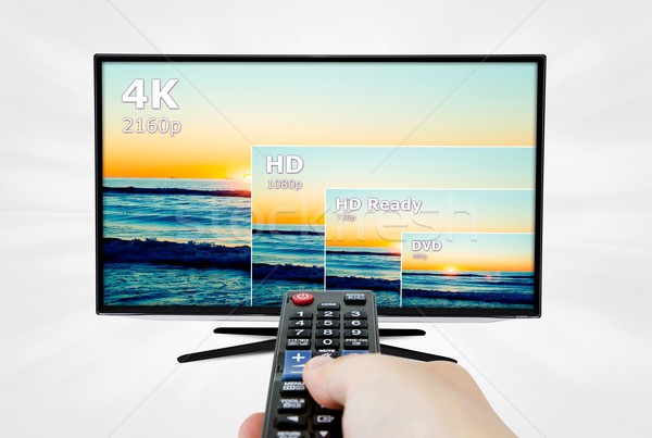 4K television display with comparison of resolutions. Remote con Stock photo © simpson33