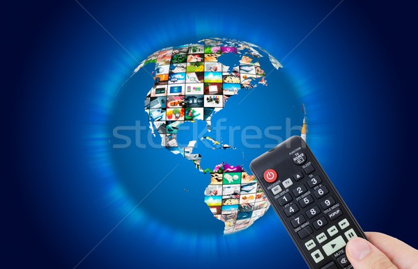 Televízió adás multimédia világtérkép absztrakt internet Stock fotó © simpson33