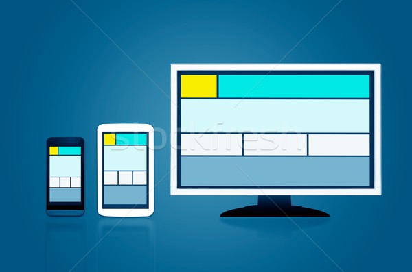 Responsive web design layout on different devices. Set on dark b Stock photo © simpson33