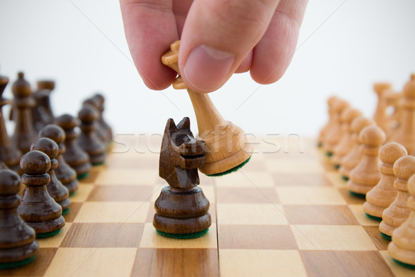 Chess game. Queen captures horse Stock photo © simpson33