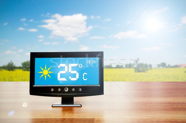 Weather station device with weather conditions outside backgroun Stock photo © simpson33