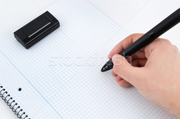 Graphic designer working with modern digitized pen Stock photo © simpson33