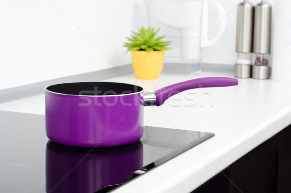 Pan in modern kitchen with induction stove Stock photo © simpson33
