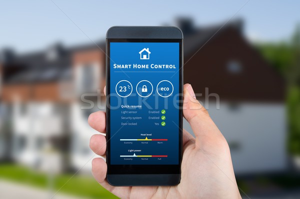 Smart home control technology. Remote automation system on mobil Stock photo © simpson33